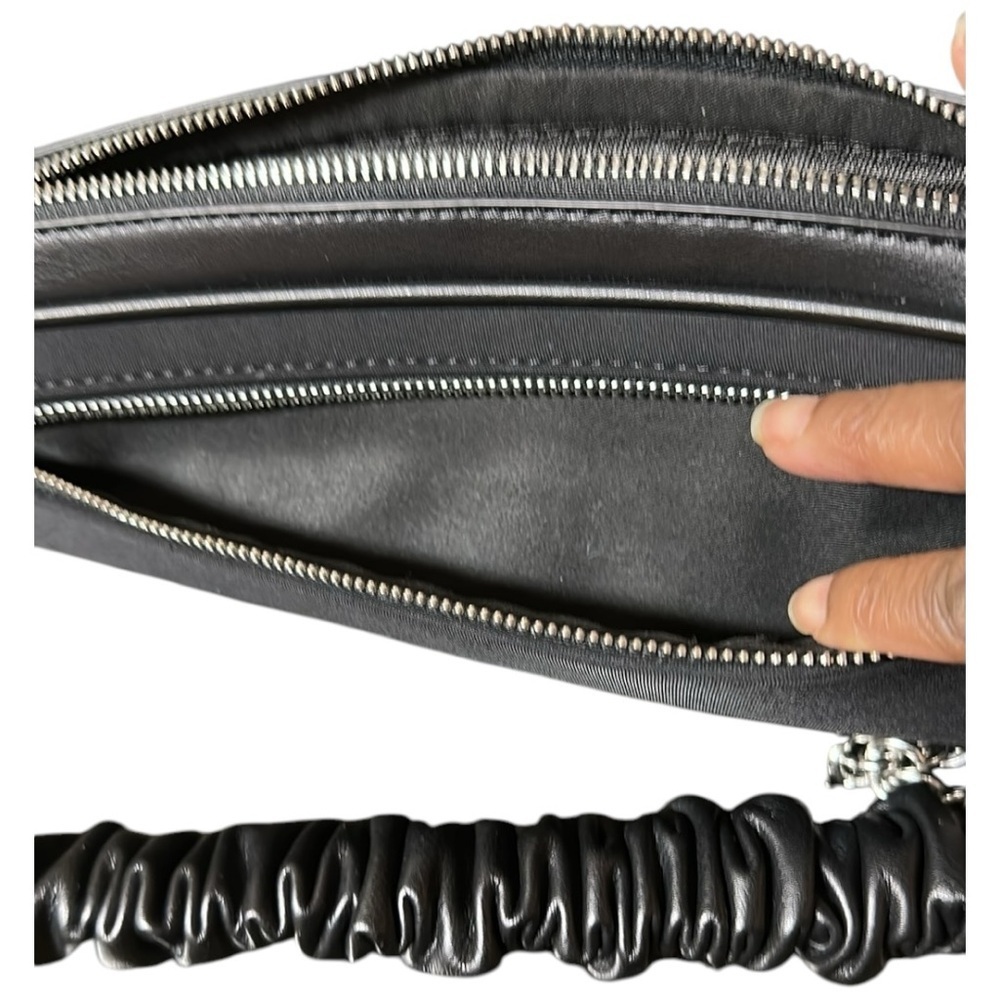 AKIRA Black Asymmetrical Chained Ruffle Shoulder Bag - Picture 8 of 12